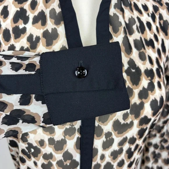 Anatomie Gem Mesh Leopard Print Blouse Size S Collar Long Sleeves Y-Neck Travel - Picture 5 of 14